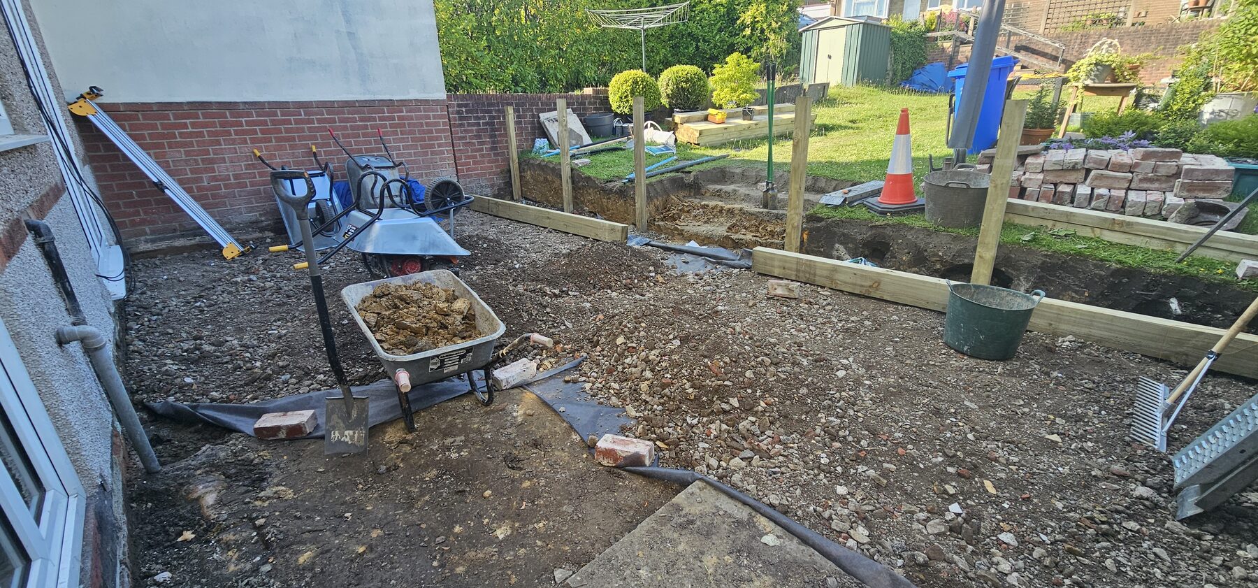 Silver Stone garden transformation in progress, view 1